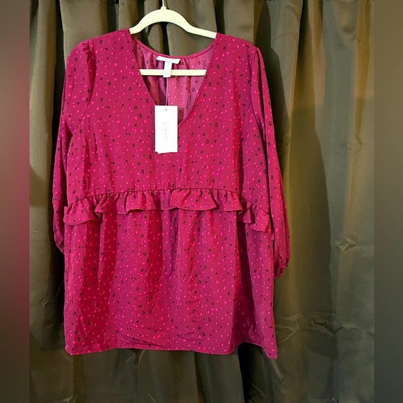 Isabel Tops - Ladies Isabel Maternity Blouse, Size Large, Maroon, NWT, Very Cute